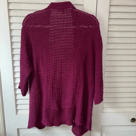 Eileen Fisher Open Front Cotton Cardigan 1X Raspberry Quiet Luxury - Picture 4 of 5